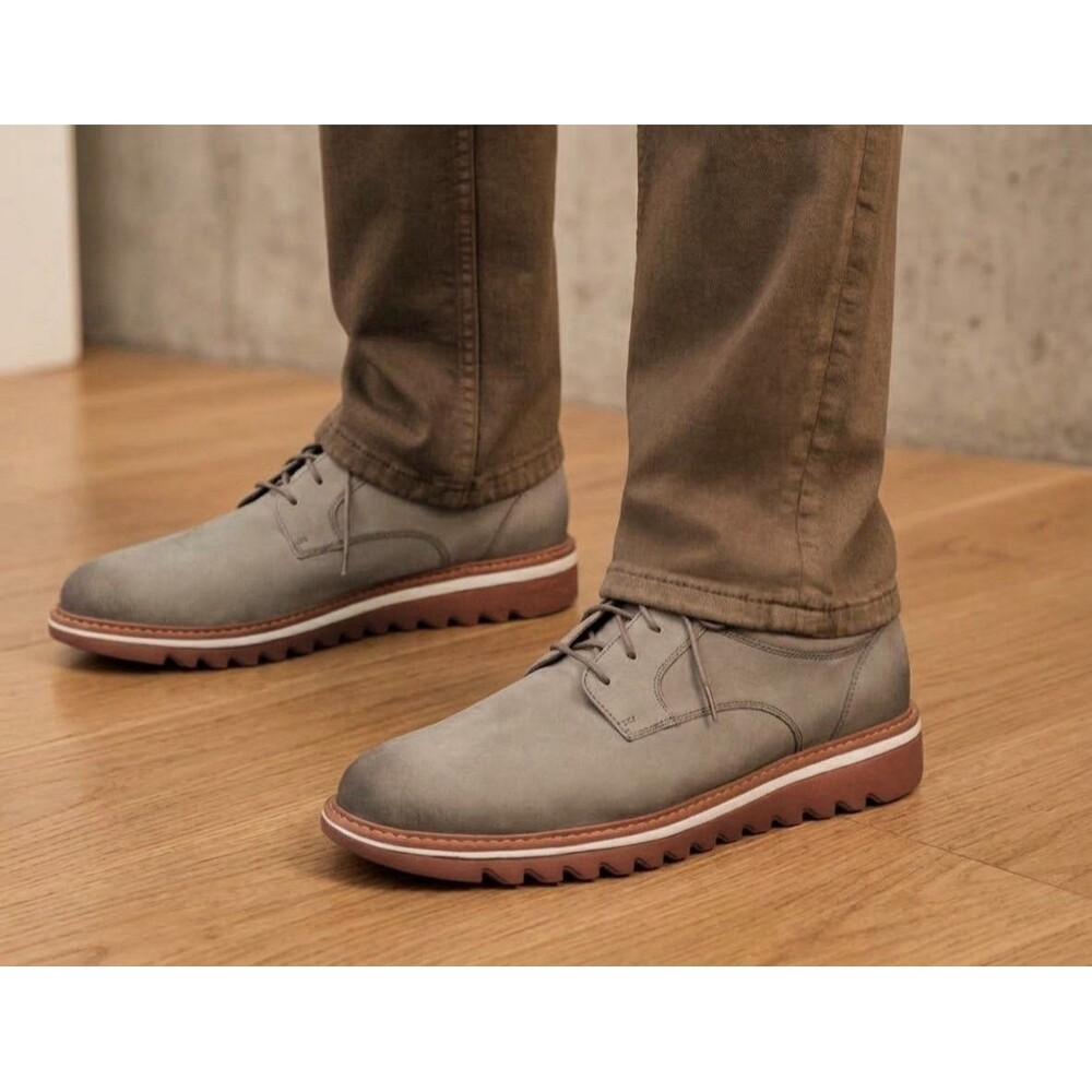 Johnston & Murphy  Braydon Plain Toe  Gray Oiled Nubuck Mens SZ 12M NEW
